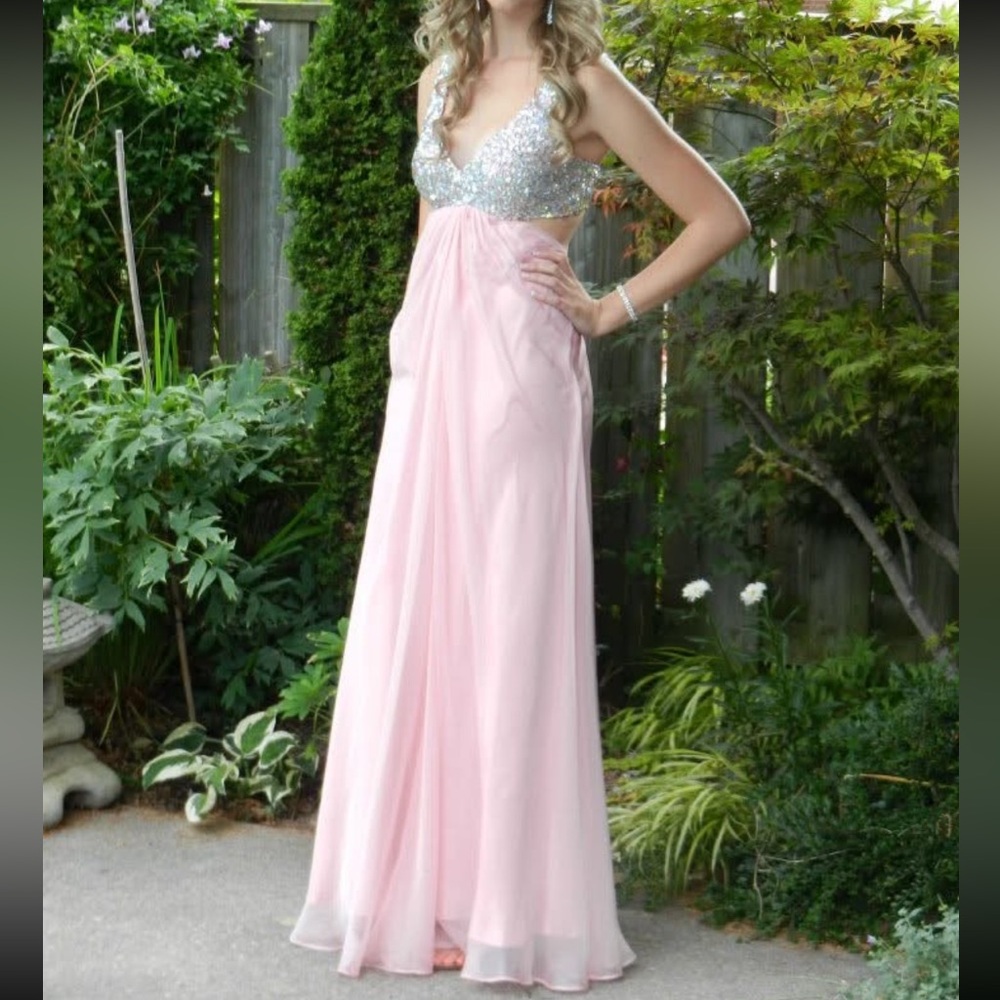 La Femme Gold and Pink Sequin dress